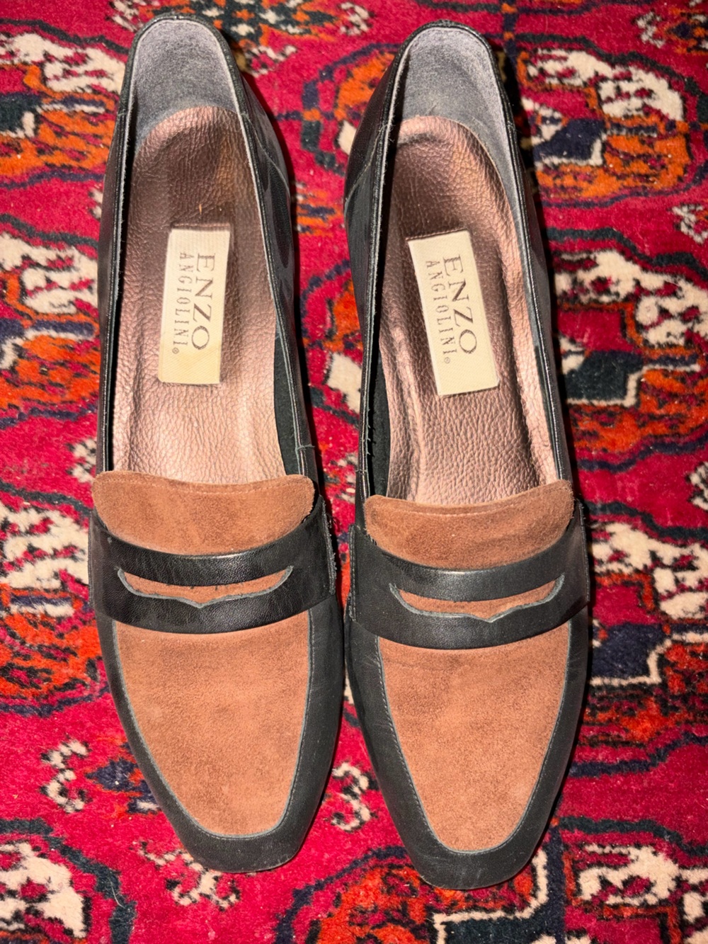 Enzo Angiolini Brown Suede & Black Leather Loafers